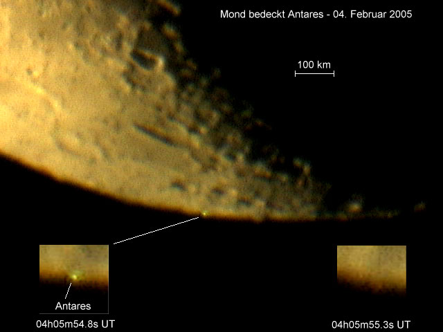 Bedeckung von Antares am 04. Februar 2005