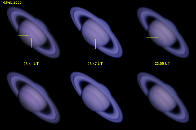 Saturn am 15. Februar 2006 mit einem White Spot