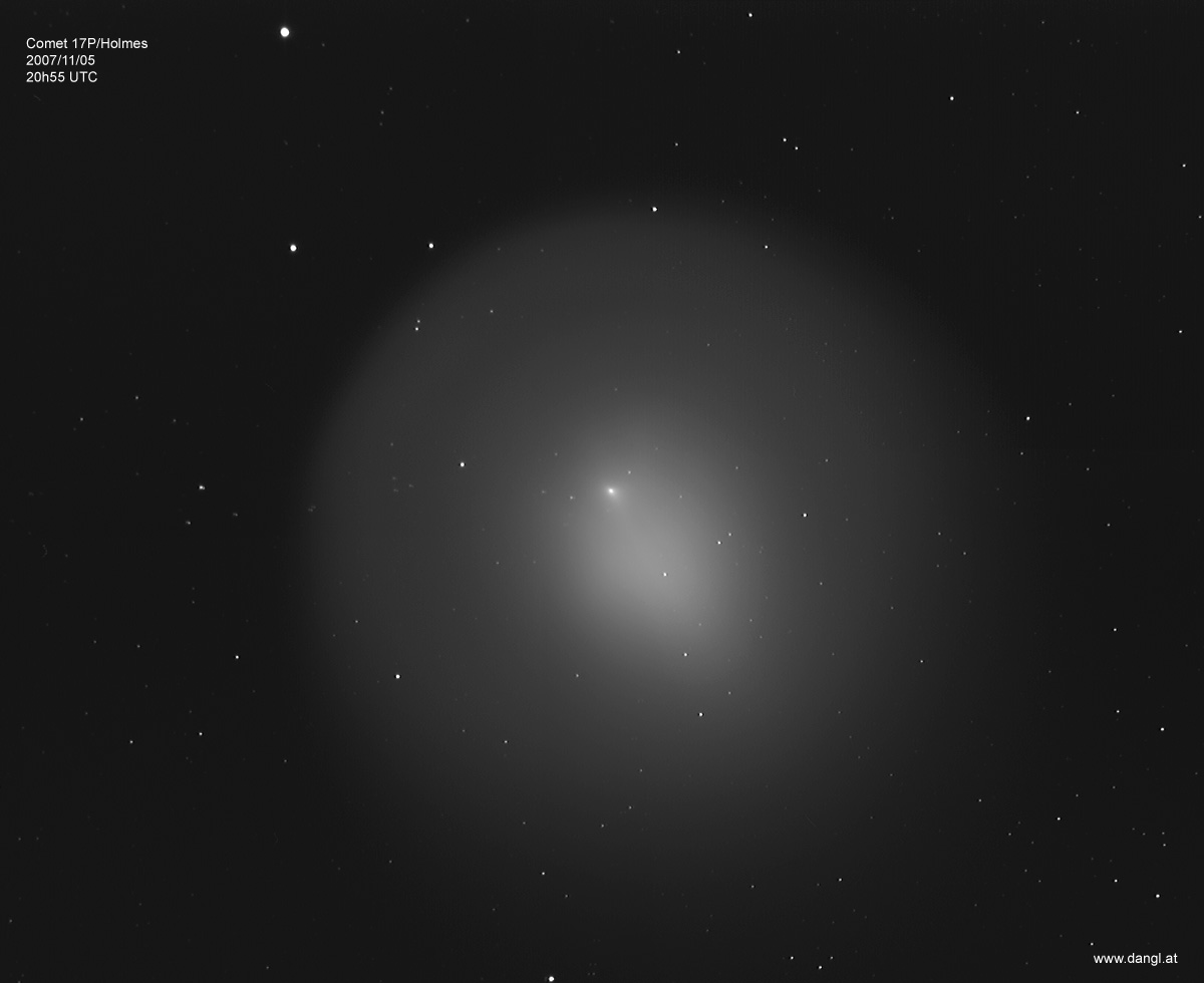 The size of comet 17P/Holmes on November 05 2007