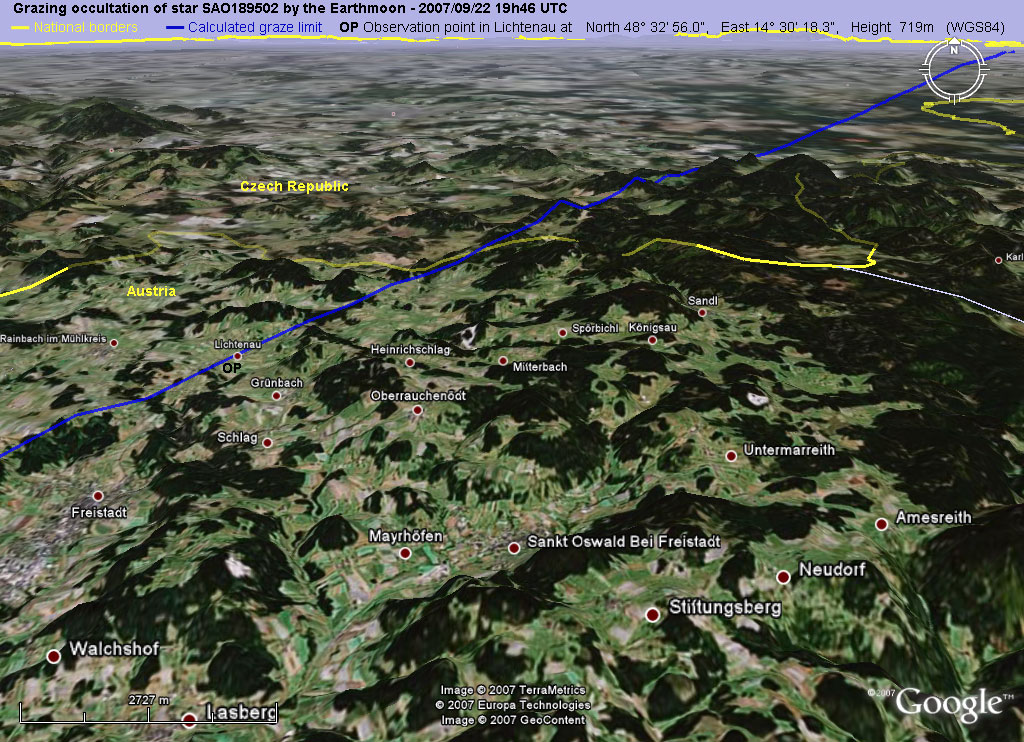 Satbild B - Pfadverlauf von Österreich nach Tschechien