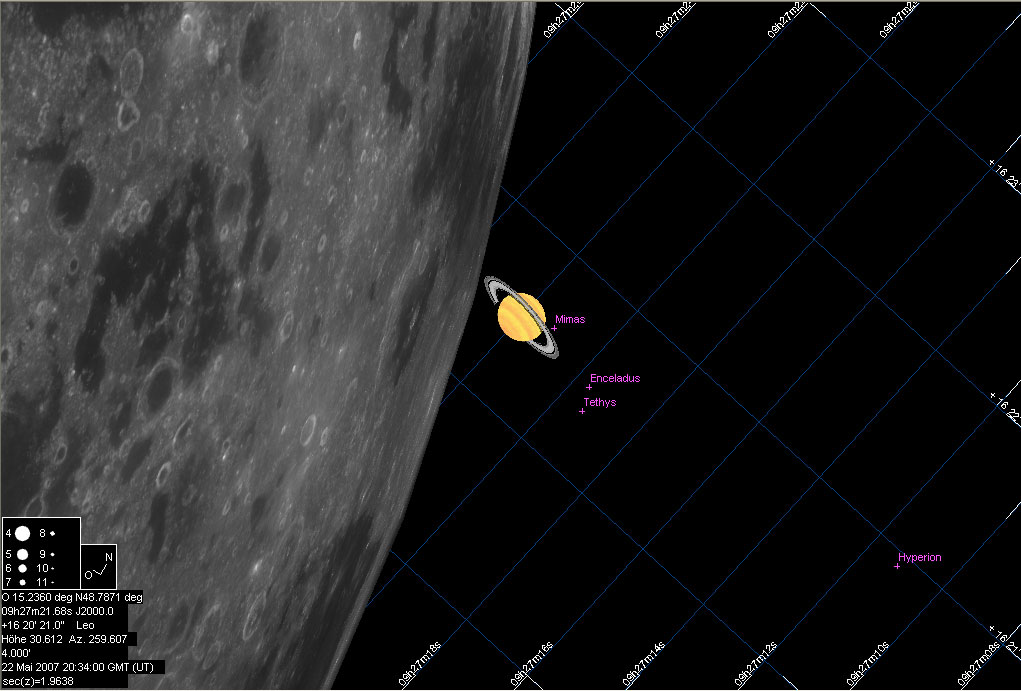 Saturn nach dem Ende der Bedeckung um 20:34 UTC