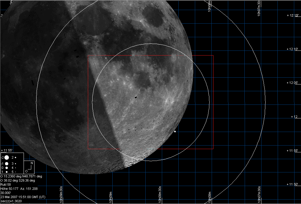 End of the star occultation of Regulus