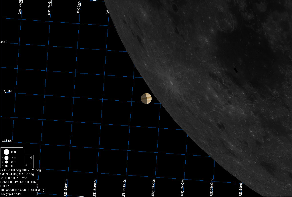 Beginn der Bedeckung vom Planet Venus um 14:26 UTC