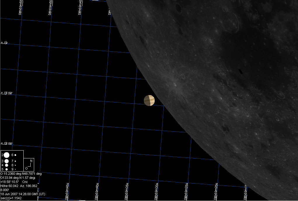 Star of venus occultation at 14:26 UTC