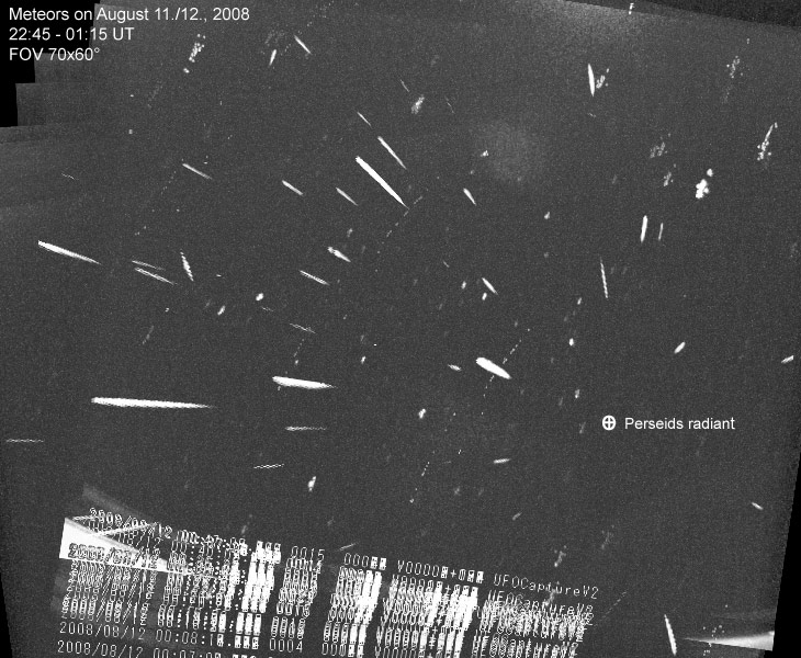 Videobilder mit Meteorspuren überlagert