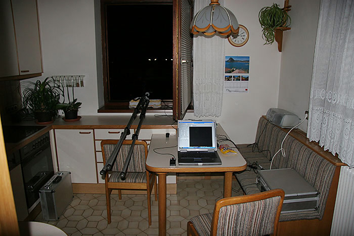 Die Küche als Meteorbeobachtungsstation am 11. August 2008