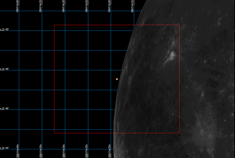 Start of occultation of Planet Mars at 12:15 UTC