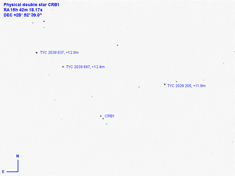 Doppelstern CRB1 am 12. Juli 2009 um 22:07 UTC