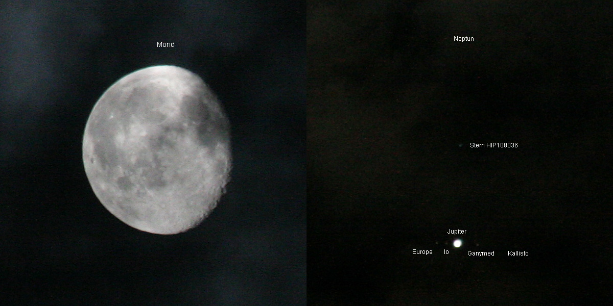 Mond, Jupiter und Neptun - 11. Juli 2009