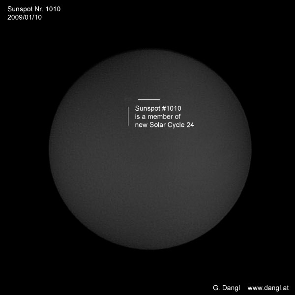 Sonnenfleck, 10. Jänner 2009 um 13:49 MEZ
