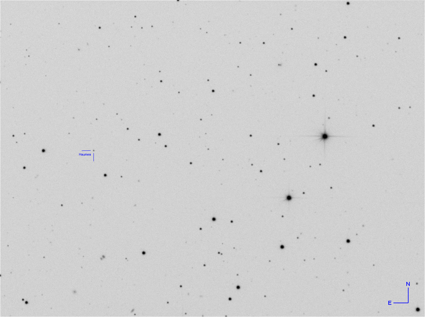 Zwergplanet Haumea am 04. April 2010 um 00:05 UTC