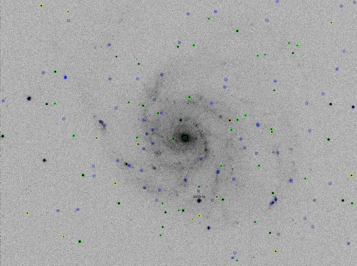 Supernova SN2011fe Messung von Position und Helligkeit