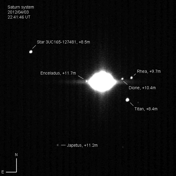 Saturn mit Monde am 03. April 2012