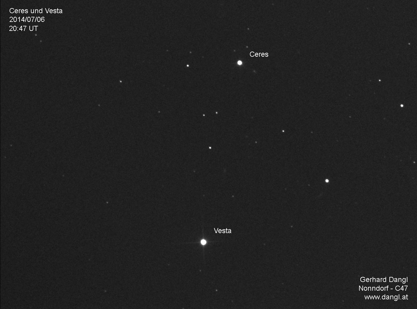 Eigenbewegung Ceres und Vesta