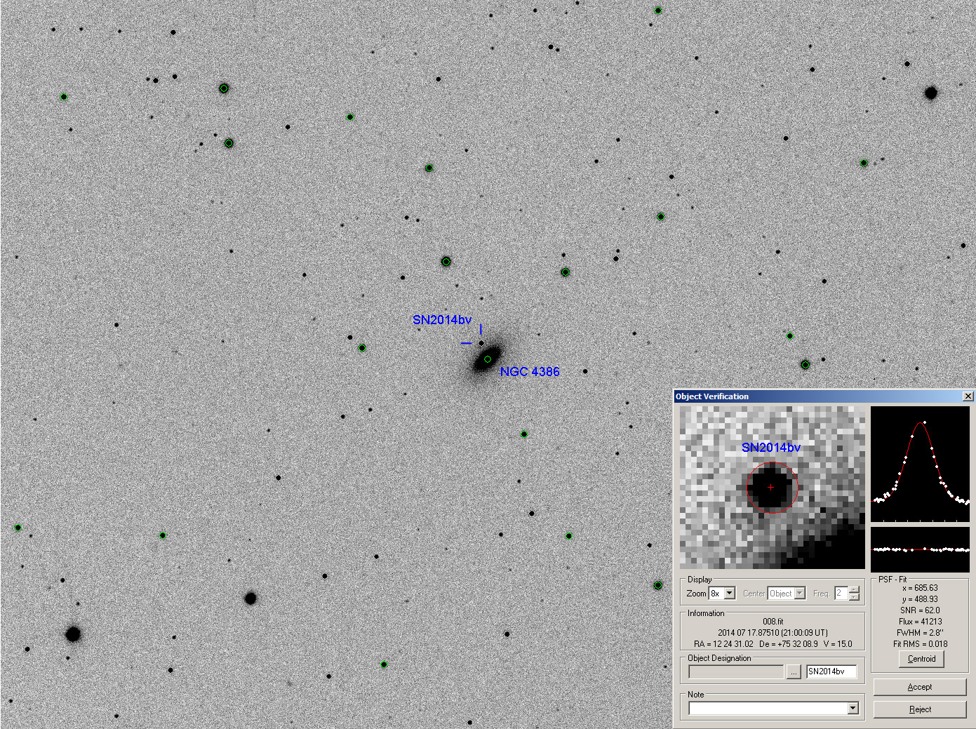 Supernova SN2014bv am 17. Juli 2014