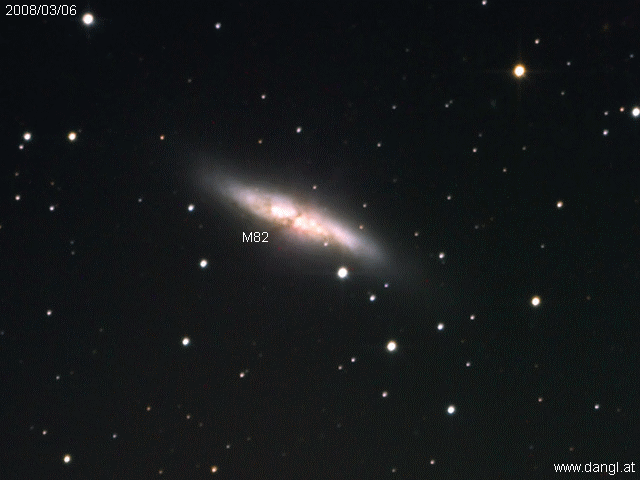 Galaxie M82 im Jahr 2008 und im Jahr 2014