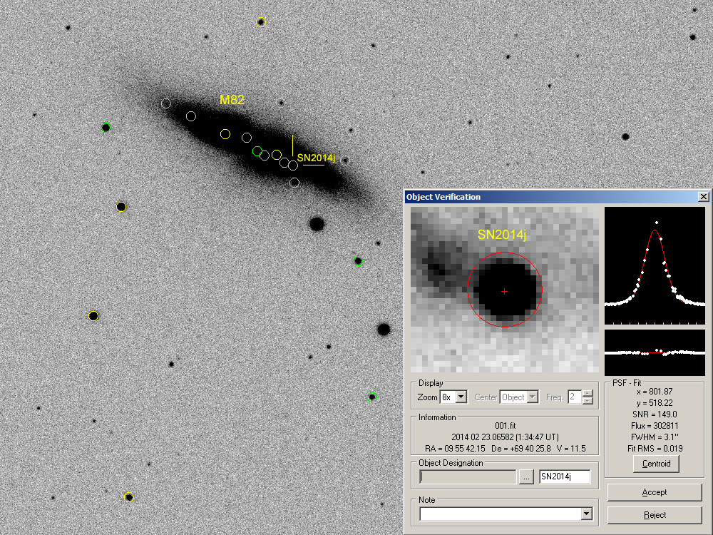 Supernova SN2014j am 23. Februar 2014