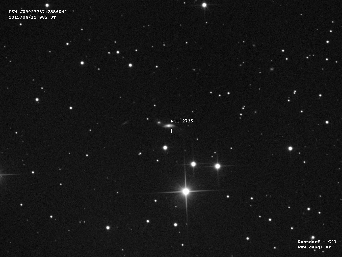 Supernova PSN J09023787+2556042 am 12. April 2015