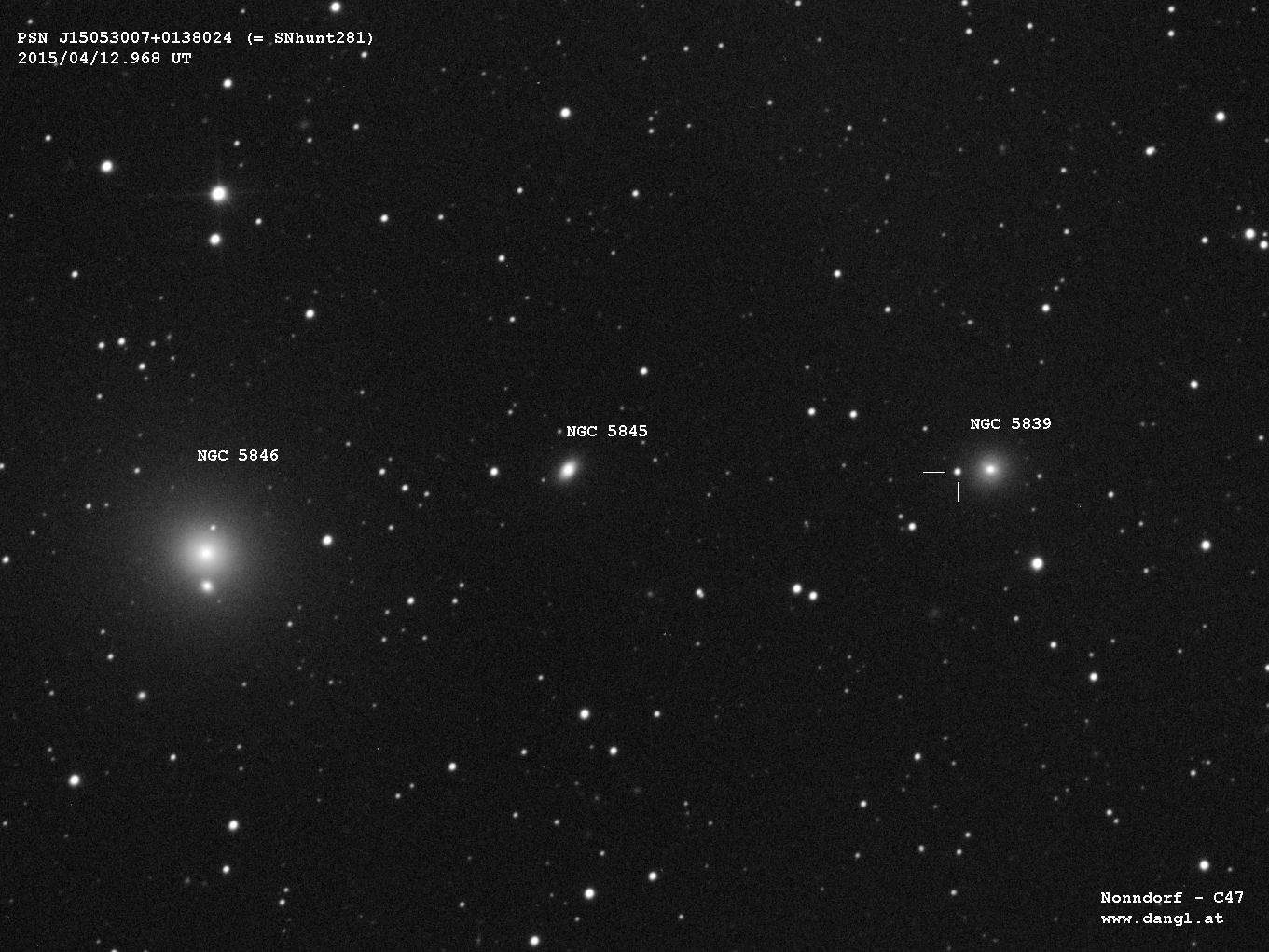 Supernova PSN J15053007+0138024 (= SNhunt281) am 12. April 2015