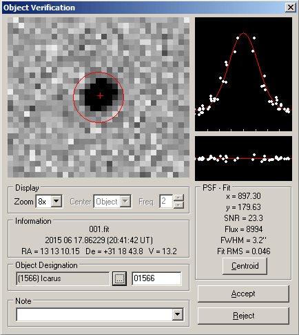 Asteroid (1566) Icarus am 17. Juni 2015