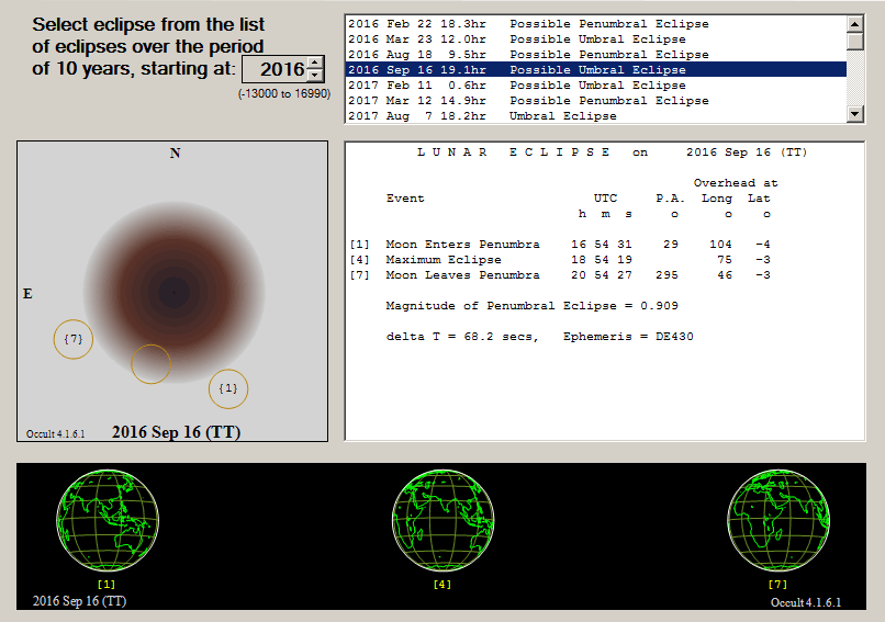 Verlauf der Mondfinsternis am 16.09.2016