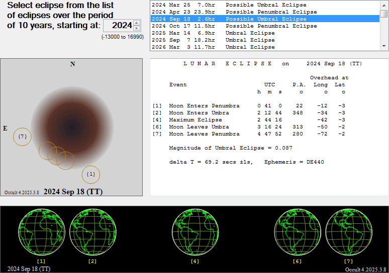 Verlauf der Mondfinsternis am 18.09.2024
