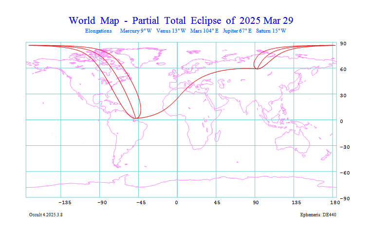 Verlauf der Sonnenfinsternis am 29.03.2025