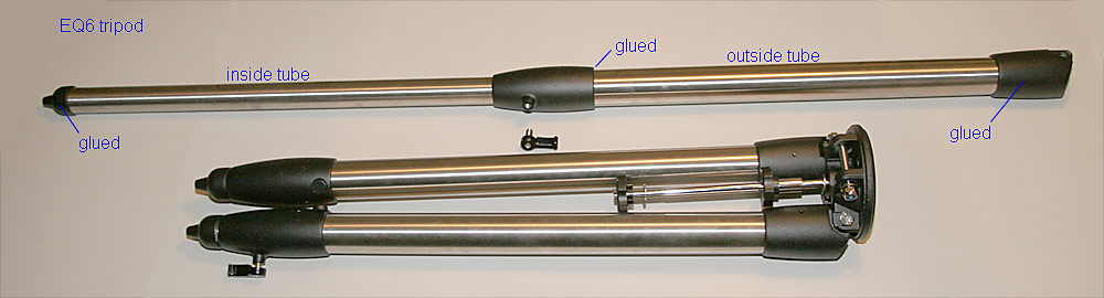 Tripod legs with three aluminium parts