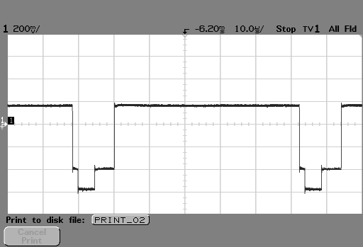 Zeilensignal mit hellem Bildinhalt