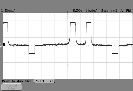 Signal mit zwei hellen Stellen in der Bildzeile